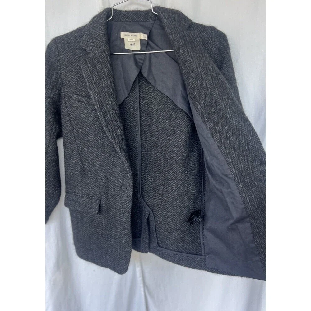 Isabel Marant pour H&M Kids Alpaca Wool Blazer Gray Herringbone Jacket 10-11Y